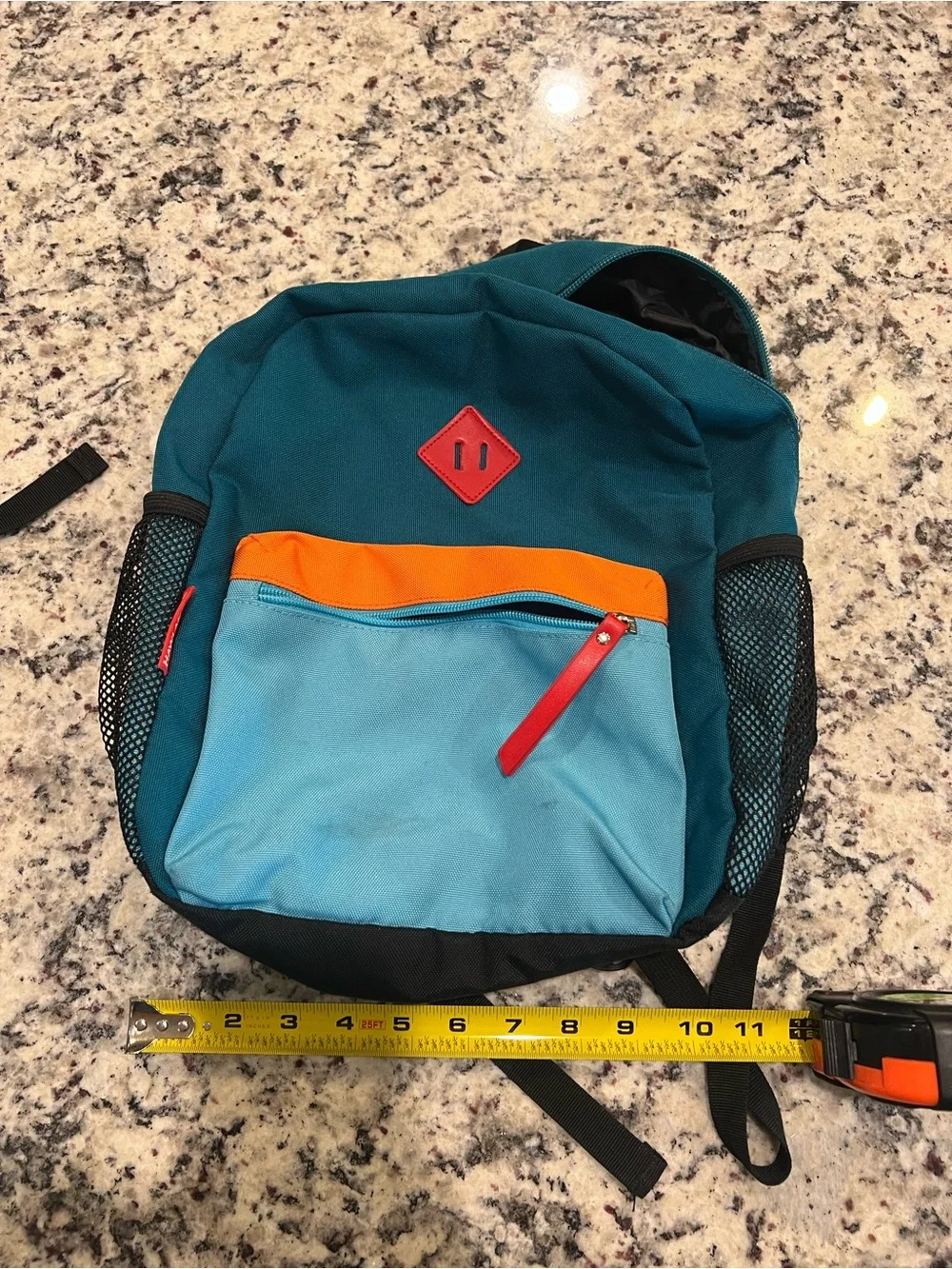 (2) Kids Colorblock Backpack in Green & Teal with Light Blue Pocket